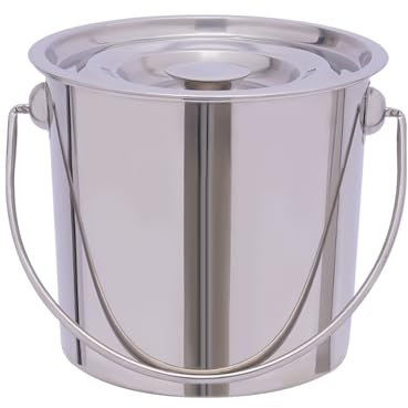 SICHENSH Edelstahleimer mit Deckel Edelstahl Wassereimer Milcheimer Verdickter Boden und Verdickter Griff Design Metalleimer mit Deckel Geeignet für Küche, Industrie oder Catering (6L)