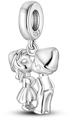Vegas Safety Chain Sun Birthday Mom Camera Dog God Psalm Bead Pendant 925 Sterling Silver Dangle Compatible With Pandora Moments Charm Bracelet (Loving Kissing Kiss Couple Partner)