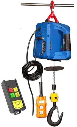 3 en 1 Polipasto Eléctrico 1500W Cabrestante Eléctrico Portátil 500 kg Altura de Elevación 7.6 m Velocidad 5 m/min Control Remoto Inalámbrico y por Cable para Garaje Almacén Remolque de Fábrica