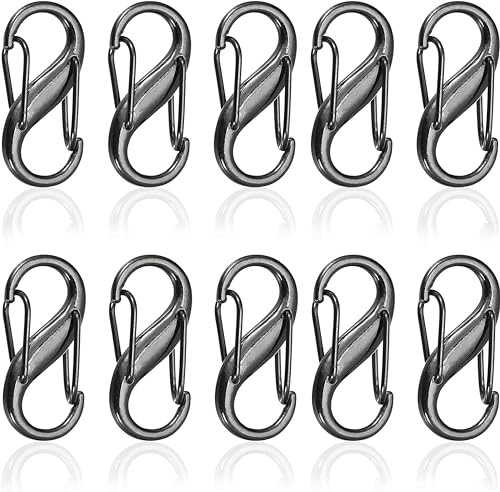 Lot de 10 clips antivol pour fermeture éclair - Petit mousqueton à double verrouillage en forme de S - Déconnexion rapide - Pour garder les fermetures éclair fermées