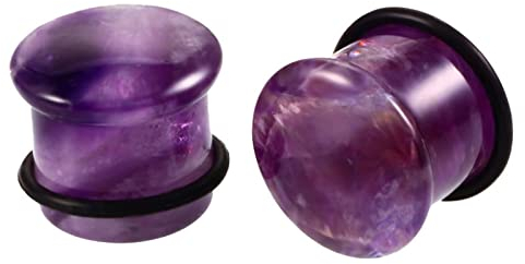 Stfery Flesh Ohr Tunnel 10mm, 2 Stk Ohr Tunnel Stein Lila Ohrringe Plugs Damen Lila Stone