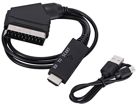 LARUISEE Adattatore da leggero a convertitore adattatore Hdmi-compatibile con ingresso NTSC SCART Uscita Micro USB Interfaccia Play
