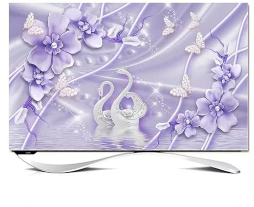 TV Screen Cover 32-85In, Dust TV Screen Cover, Universal TV Dust Cover 22-80 In, for LCD LED Plasma Television Art Printing Decor Flat Curved TV, Wall Mount/Curved/Desktop D,49-52in(118x70cm)