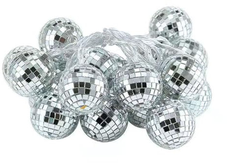 10 LED Disco Ball String Lichter, Hängende Disco Licht Spiegel Ball Silber discokugel Mini Disco Kugeln Dekoration Discokugel Tischdeko Für Party Dekoration, Bühne Requisiten, Weihnachtsbaum Ornament