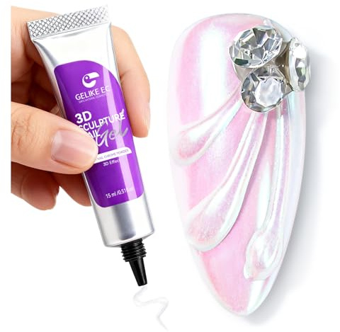 Gelike EC Gel de Sculpture 3D - 15g Rhinestone Glue Gel pour Ongle Multifonctionnel Colle à Ongles Gel Nail Charms Nail Styling dans la Maison DIY Design Transparentes