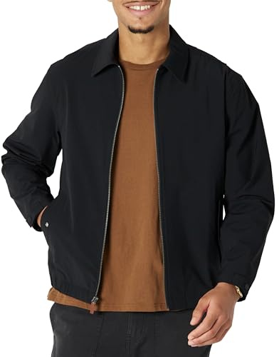 Amazon Essentials Bomber da Uomo, vestibilità Comoda, Leggero, Elasticizzato, con Cerniera, Nero, L