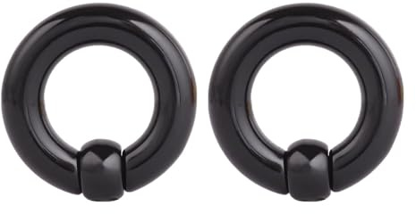 Calefee 2mm-10mm Ohr Flesh Tunnel, Acryl Ohr Flesh Plug Schwarzer Ring mit Kugel Ear Stretching Plugs Herren Ohr Expander 2 Stücke