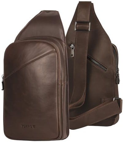 Borsa a tracolla in pelle TORRO - Borsa a tracolla in pelle premium con tracolla regolabile, scomparti sicuri con cerniera e tasca nascosta