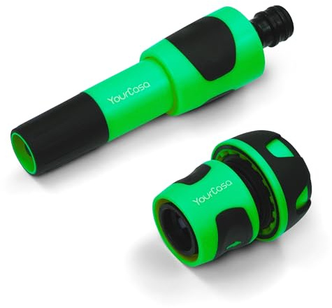 YourCasa Gartenspritze Brause mit Schlauchadapter 3/4 Zoll - Premium Spritze für Gartenschlauch - Gartenbrause Düse mit Aufsatz für den Garten - Handbrause Reinigungsspritze Wasserspritze (Grün)