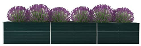 Xichuzi Garten-Hochbeet Verzinkter Stahl 480x80x77 cm Grün, Palettenrahmen, Hochteich, Gemüsebeet, Kräuterregal Balkon, Blumenbeet, Kräuterspirale, Tomatenbeet, Pflanzhochbeet - 47069