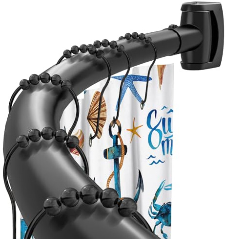 Tringle à rideau de douche incurvée réglable de 106 à 198 cm – En acier inoxydable de qualité supérieure à percer – Noir