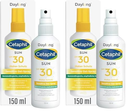 CETAPHIL SUN Sensitive Gel-Spray SPF 30, 150ml, Sonnenschutz für Sportler und bei sonnenallergischer, empfindlicher Haut, Einfach aufzusprühen, leicht zu verteilen und klebt nicht, Ohne Duftstoffe