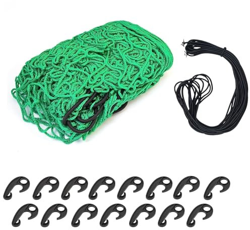 Safety Cargo Net 3mx4m For Pickup Truck，Roof Rack Cargo Netting Trailer Luggage Net Heavy Duty Elasticated Polyethylene Bungee Netting for Luggage&Gardens Secure Load Logistics Moving Supplies（Green）