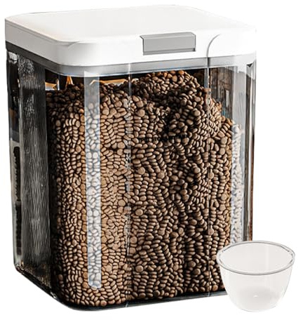 Uonguon Contenitore per cibo per animali domestici, contenitore ermetico trasparente per cibo per cani, 25 x 21 x 17 cm, secchio impilabile di facile accesso per case, cucine, dispense, garage