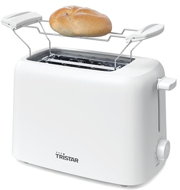Tristar Grille-Pain, 2 Fentes, 650W, 6 Niveaux de Brunissage, Fonctions Décongélation, Réchauffage et Annulation, Arrêt Automatique, Ramasse-Miettes, Support à Viennoiseries, BR-1061