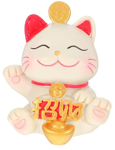 Cabilock Statua Gatto Portafortuna Che Saluta in Resina Scultura Cinese Feng Shui Per Ufficio Casa Scrivania e Cruscotto Auto