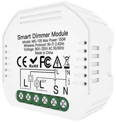 Mini Interruttore Dimmer WIFI 2,4G, Triac Dimmer, Taglio di Fase Con Pulsante, 220V Max 150W, APP TUYA Smart Life, 52x47x18mm, Usa 2 Push Switch Come Deviatore