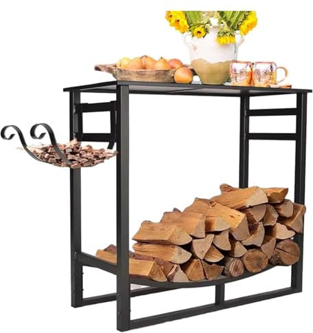 Panier à bûches, support à bûches, étagère pour bois de chauffage intérieur et extérieur, organiseur de cheminée rectangulaire, 120 cm, solution de rangement pour bois de chauffage