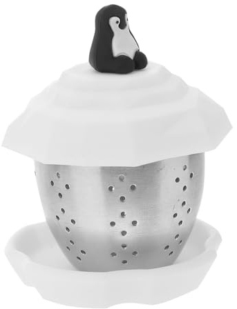 MUELODSIC Filtre à Thé Acier Inoxydable Infuseur à Mailles Fines Forme De Pingouin Réutilisable Convient Aux De Thé Vrac Et Épices Maison Facile à Nettoyer