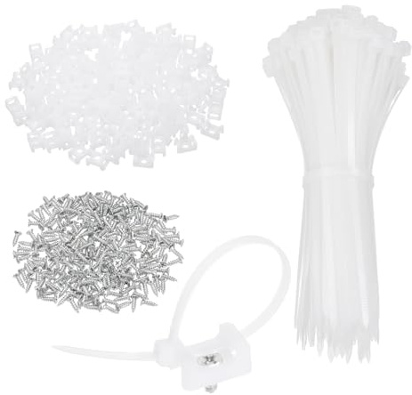 sourcing map 240 soportes tipo sillín de 0.9 pulgadas con bridas de cable de 6 pulgadas y tornillos de rosca M5, juego de abrazaderas de soporte organizador de cables, color blanco