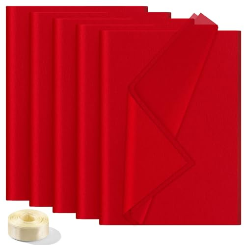 Acsatont 30 Blatt Seidenpapier zum Einwickeln, Seidenpapier Rot 50x70 cm, Rot papier Tissue Paper für Blumenstrauß, Geschenkverpackungen Füller, Kunsthandwerk