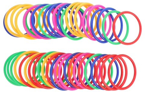 Gatuida 48Pcs Plastic Tossing Rings Thickened Throwing Circles for Adults Hand-eye Coordination Team Ring Toss Game Random Color Random Color
