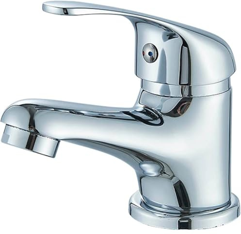 JUNSOTTOR Grifo para baño Monomando de lavabo Cuerpo de latón cromado - Altura de salida baja Grifo para lavabo de baño Grifo de lavabo de baño en cromo