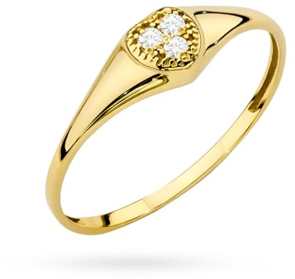 MARKO Damen Ring aus 333 Echtgold (8K) mit 3 Zirkonia – Herz Design | Eleganter Vorsteckring | Eheringe Ring Gold Damen | Echt Gold Ring für Freundin, Ehefrau und Mutter