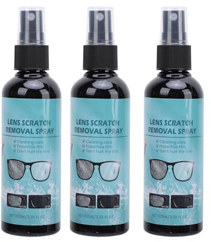 Fockety Dissolvant de Rayures Fines pour Lentilles, Texture Liquide de qualité Supérieure, Spray Nettoyant pour Lunettes de, 3 Pièces