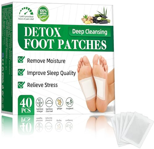 HuakChai Patch Detox Pieds (40 sachets) au charbon de bambou, pour une détente optimale et un sommeil profond. Élimine les toxines et purifie en profondeur