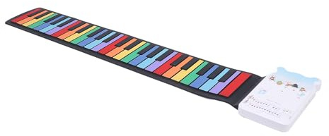 FAUOSWUK Tastiera di Pieghevole Colorata a 49 Tasti con Altoparlante per Bambini, a Mano in Silicone Ricaricabile per Viaggi - Giocattolo Musicale Portatile USB