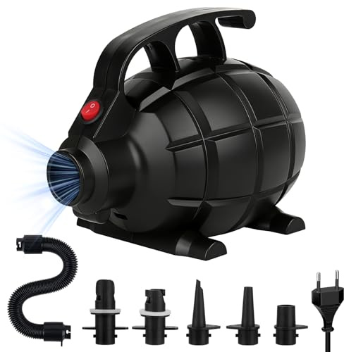 Elektrische Luftpumpe, 600W Elektrische Pumpe Mit 5 Düsen, Airtrack Pumpe Luftmatratze, Luftpumpe Luftmatratze für Aufblasbare Airtrack Matte Air Roll Schwimmringe,Flöße,Wasserbetten,Boote