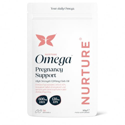 Nurture® Pregnancy Omega 3 | 600mg DHA & 120mg EPA Proven 5-1 Formula | Professor Formulated | Supports Baby Brain & Eye Development | Prenatal, Fertility & Breastfeeding | 56 Softgels | Made in UK