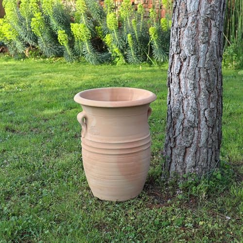 Amphore Terrakotta Cistus-2 40 cm handgefertigt aus Griechenland, frostfest & winterhart, Pflanzgefäß für Garten, Terrasse und Balkon, mediterrane Gartendeko, Terracotta Vase Outdoor