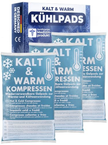 HELDENWERK® Compresse refrigeranti fredde, confezione da 3 pezzi, 12 x 20 cm, in gel, per bambini e adulti, compressa multipla per uso a freddo e caldo