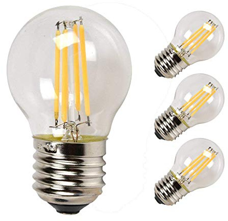 CTKcom 4W G45 G14 Dimmable Edison Style Antique LED Light Bulb(4 Pack)- LED Filament Bulb 40W Incandescent Equivalent 400LM 2700k Warm White Lamps for Home Pendant Antique Light Fixtures E26 120V