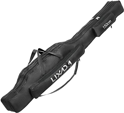 Lixada Fishing Rod Case, Portable Folding Fishing Rod Case Fishing Pole Reel Storage Bag Fishing Gears Organizer