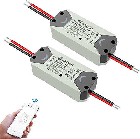 eMylo WLAN Schalter Universal Smart 2.4G WiFi Lichtschalter Relaismodul Schalter Fernbedienung Timer Sprachsteuerung mit Alexa Echo, Google Assistant DIY Smart Home Unterstützung Android IOS APP 2PCS