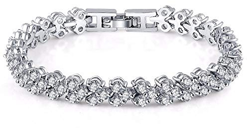 Kim Johanson Damen Tennis Armband * Vera* in Silber mit weißen Kristallen besetzt rhodiniert inkl. Schmuckbeutel
