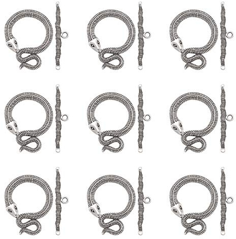 Craftdady 5 Sets runde Knebelverschlüsse aus tibetischem Silber mit Knebelverschluss für Bastelarbeiten, Armbänder, Schmuckherstellung