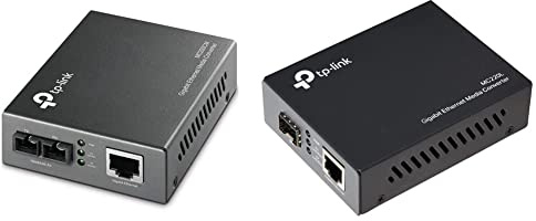TP-Link MC200CM Convertisseur RJ45 Gigabit/Fibre Optique Multimode/ 850nm/ 0.55km, Noir & MC220L Convertisseur RJ45 Gigabit/Module mini-GBiC SFP Multimode-Monomode/0.55-10km, Noir