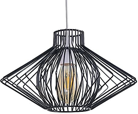 MiniSun | Geometric Design Black Wire Basket Ceiling Light Shade | Pendant Lights, Home Décor & Improvement Essential | 365mm Shade Width