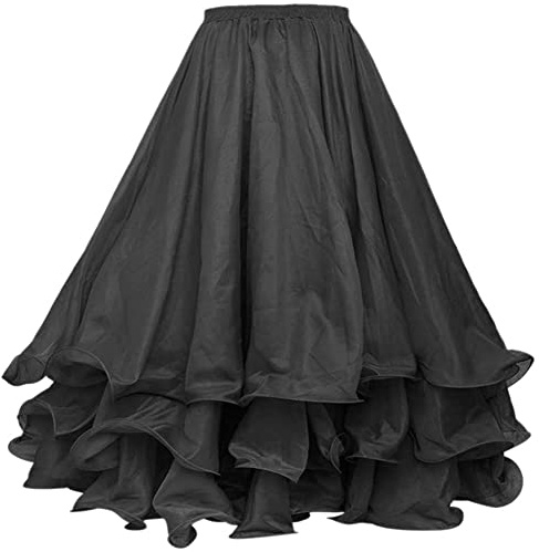 Leemiman Women 3 Layers Chiffon Belly Dance Skirt Stage Performance Oriental 12 Meters Belly Dancing Skirts Black