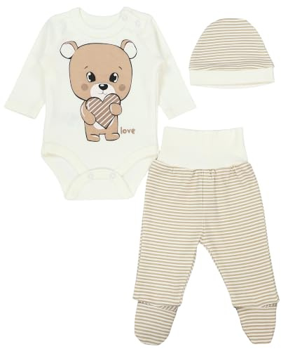 TupTam Baby Set mit Langarmbody, Hose & Mütze – 3-teilig