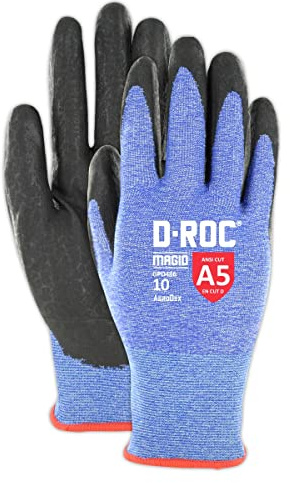 MAGID ANSI A5 D-ROC AeroDex 18-Gauge Work Gloves, 1 Pair, Foam Nitrile Coated, Size 6/XS, Blue