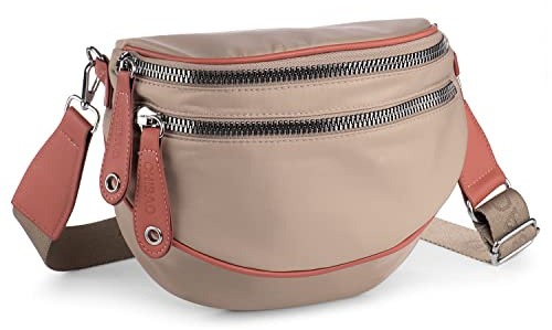 Yigorie Umhängetasche Damen, Khaki Crossbody Bag Damen Breiter Gurt, Nylon Mehrtaschentasche Damen Handtasche, Großer Kapazität