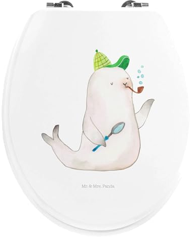 Mr. & Mrs. Panda Motiv WC Sitz Robbe Sherlock - Geschenk, lustige Sprüche, Toilette, WC-Sitz, Toilettendeckel, Gute Laune, Klobrille, Tiermotive,