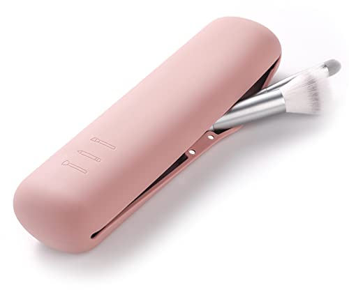 FERYES - Soporte grande para brochas de maquillaje de viaje, soporte magnético de silicona anticaídas, portátil, organizador de herramientas de maquillaje suave y elegante para viajes, (21 x 6 x 4 cm)