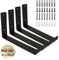 SHUESS 4 Pcs Black Shelf Bracket - 225mm / 9 Inch Scaffold Board Shelf Brackets - L Shape Thick Heavy Duty Shelf Brackets, 4 mm Iron Bracket for Shelves with Screws and Anchors (225 x 150 mm)