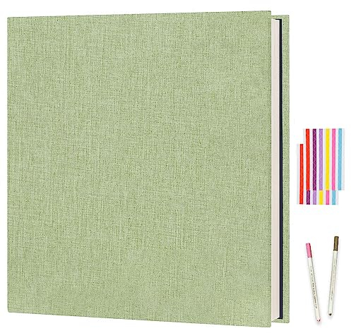 Boic Album Foto Autoadesivo, Lino Album Fotografico Scrapbook 40 Pagina Bianche Memories Album Portafoto, Regali Nozze Natale Valentino Regalo di Anniversario Compleanno Bambini (Verde)
